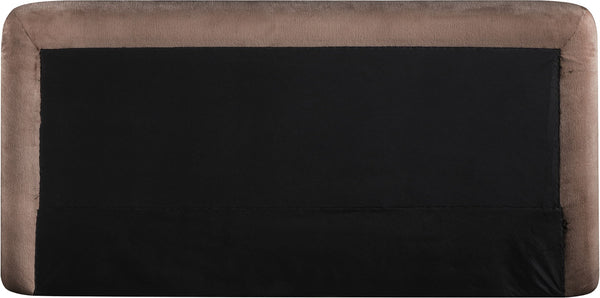 Meridian Furniture Blair Queen Upholstered Bed Curved Headboard Plush Fabric Modern Neutral Bedroom Frame Brown Chenille Fabric B1235Brown-Q