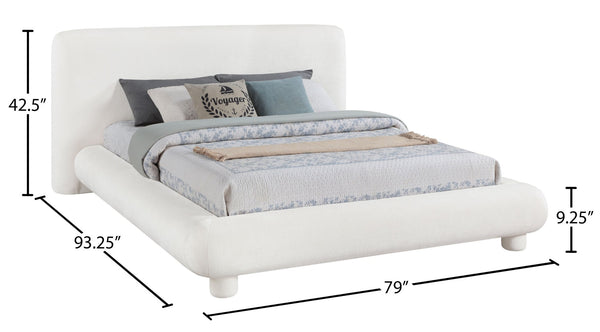 Meridian Furniture Blair Upholstered Full Bed with Curved Headboard for Stylish and Comfortable Modern Bedrooms Cream Chenille Fabric B1235Cream-F