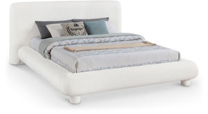 Meridian Furniture Blair Upholstered Full Bed with Curved Headboard for Stylish and Comfortable Modern Bedrooms Cream Chenille Fabric B1235Cream-F