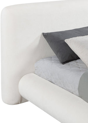 Meridian Furniture Blair Upholstered Full Bed with Curved Headboard for Stylish and Comfortable Modern Bedrooms Cream Chenille Fabric B1235Cream-F