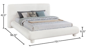 Meridian Furniture Blair Upholstered King Bed Curved Padded Headboard Stylish Frame for Modern Bedroom Cream Chenille Fabric B1235Cream-K