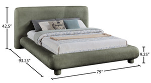 Meridian Furniture Blair Upholstered Full Bed with Curved Headboard for Stylish and Comfortable Modern Bedrooms Green Chenille Fabric B1235Green-F