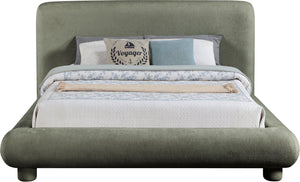 Meridian Furniture Blair Upholstered Full Bed with Curved Headboard for Stylish and Comfortable Modern Bedrooms Green Chenille Fabric B1235Green-F