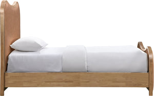 Meridian Furniture Arvada Twin Platform Bed Vegan Leather Upholstered Mid-century Modern Bedroom Frame B1236Cognac-T