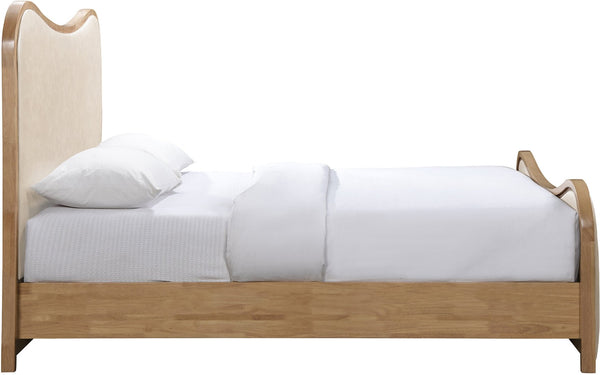 Meridian Furniture Arvada Cream Vegan Leather King Bed with Sculpted Headboard and Solid Wood Base B1236Cream-K