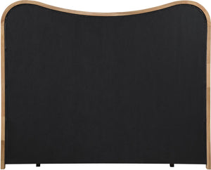 Meridian Furniture Arvada Sculptural Linen Upholstered King Bed with Natural Wood Base and Curved Headboard B1237Cream-K