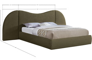 Everest Olive Green Boucle Fabric King Bed B1246Olive-K Meridian Furniture