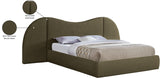 Everest Olive Green Boucle Fabric King Bed B1246Olive-K Meridian Furniture