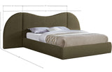 Everest Olive Green Boucle Fabric King Bed B1246Olive-K Meridian Furniture