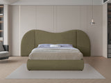 Everest Olive Green Boucle Fabric King Bed B1246Olive-K Meridian Furniture