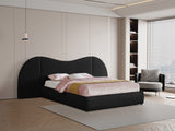 Everest Black Linen Textured Fabric King Bed B1247Black-K Meridian Furniture