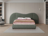 Everest Olive Green Linen Textured Fabric King Bed B1247Olive-K Meridian Furniture