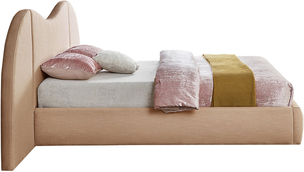 Everest Tan Linen Textured Fabric Queen Bed B1247Tan-Q Meridian Furniture