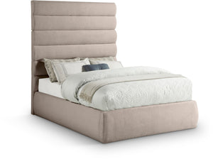 Meridian Furniture Adam Channel Tufted Upholstered Full Bed with Linen Texture and Adjustable Headboard B1255Beige-F70
