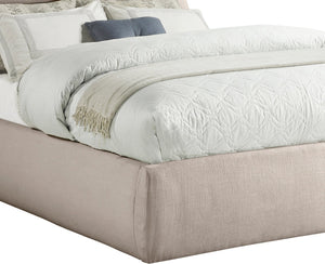 Meridian Furniture Adam Channel Tufted Upholstered Full Bed with Towering Linen Headboard for Bedroom B1255Beige-F90