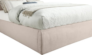 Meridian Furniture Adam Channel Tufted Linen Upholstered Full Platform Bed with Modular Headboard B1255Beige-F