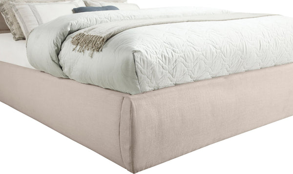 Meridian Furniture Adam Channel Tufted Linen Upholstered Full Platform Bed with Modular Headboard B1255Beige-F
