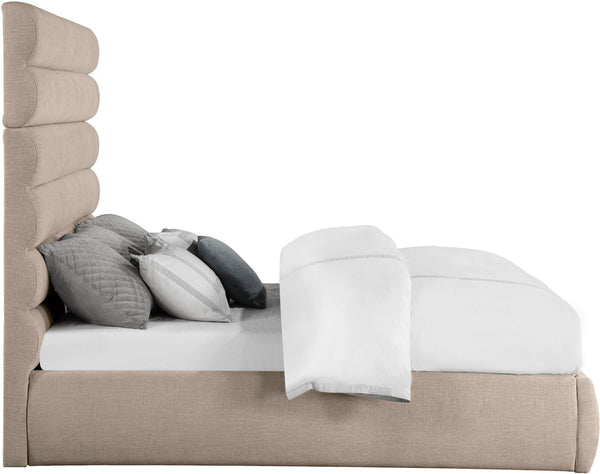 Meridian Furniture Adam Channel Tufted King Bed with Tall Linen Upholstered Headboard for Elegant Bedrooms B1255Beige-K70