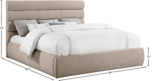 Meridian Furniture Adam Channel Tufted King Bed with Linen Upholstery for a Refined Bedroom B1255Beige-K