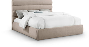 Meridian Furniture Adam Channel Tufted King Bed with Linen Upholstery for a Refined Bedroom B1255Beige-K