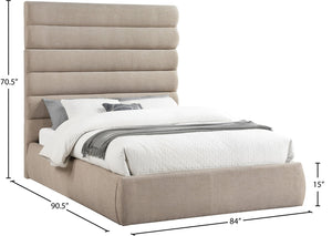 Meridian Furniture Adam Channel Tufted Linen Queen Bed with Adjustable Modular Headboard Panel B1255Beige-Q70