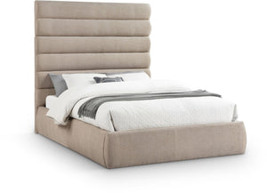 Meridian Furniture Adam Channel Tufted Linen Queen Bed with Adjustable Modular Headboard Panel B1255Beige-Q70