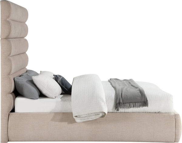 Meridian Furniture Adam Channel Tufted Linen Queen Bed with Adjustable Modular Headboard Panel B1255Beige-Q70