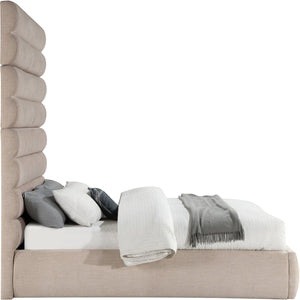 Meridian Furniture Adam Channel Tufted Upholstered Queen Bed with Adjustable Linen Fabric Headboard B1255Beige-Q90
