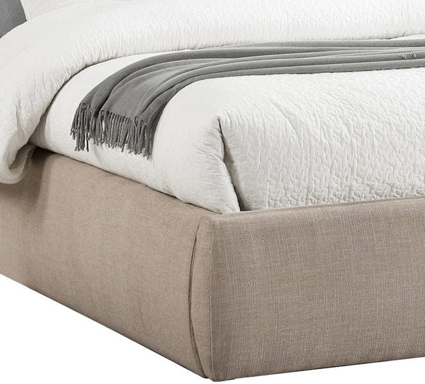 Meridian Furniture Adam Channel Tufted Upholstered Queen Bed with Adjustable Linen Fabric Headboard B1255Beige-Q90