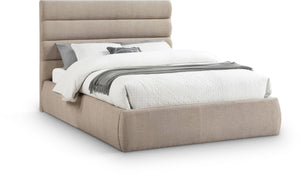 Meridian Furniture Adam Channel Tufted Queen Bed Linen Upholstered Headboard for Modern Bedrooms B1255Beige-Q