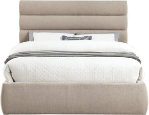 Meridian Furniture Adam Channel Tufted Queen Bed Linen Upholstered Headboard for Modern Bedrooms B1255Beige-Q
