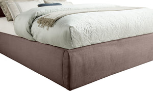 Meridian Furniture Adam Brown Channel Tufted Linen Upholstered Full Bed with Tall Architectural Headboard B1255Brown-F90