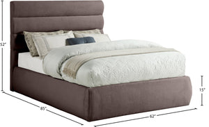 Meridian Furniture Adam Brown Channel Tufted Linen Upholstered Full Bed with Modular Headboard Panel B1255Brown-F