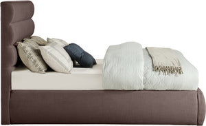 Meridian Furniture Adam Brown Channel Tufted Linen Upholstered Full Bed with Modular Headboard Panel B1255Brown-F
