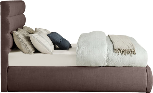 Meridian Furniture Adam Brown Channel Tufted Linen Upholstered Full Bed with Modular Headboard Panel B1255Brown-F
