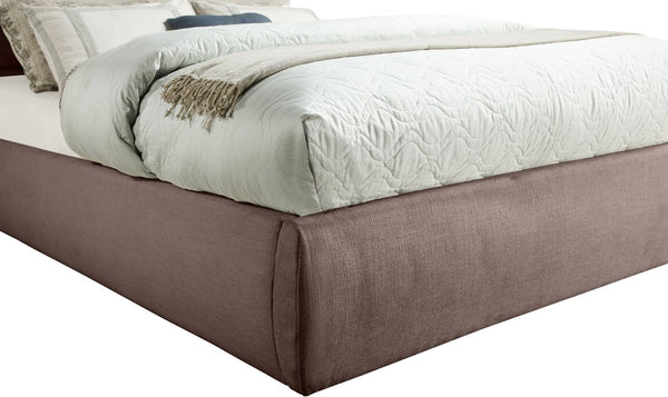 Meridian Furniture Adam Brown Channel Tufted Linen Upholstered Full Bed with Modular Headboard Panel B1255Brown-F