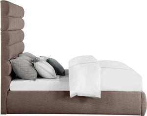 Meridian Furniture Adam Brown Channel Tufted Linen King Bed with Adjustable Modular Headboard Panel B1255Brown-K70