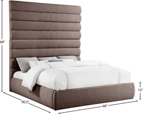 Meridian Furniture Adam Brown Channel Tufted Upholstered King Bed with Modular Linen Headboard B1255Brown-K90