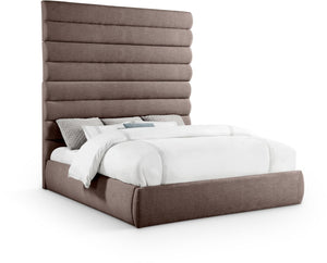 Meridian Furniture Adam Brown Channel Tufted Upholstered King Bed with Modular Linen Headboard B1255Brown-K90