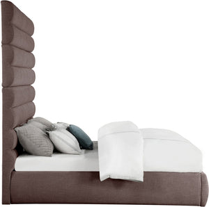 Meridian Furniture Adam Brown Channel Tufted Upholstered King Bed with Modular Linen Headboard B1255Brown-K90