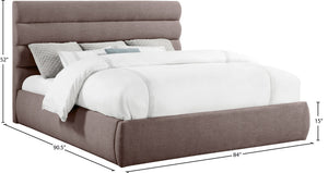 Meridian Furniture Adam Brown Channel Tufted Linen King Bed with Modular Headboard for Bedroom B1255Brown-K