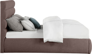 Meridian Furniture Adam Brown Channel Tufted Linen King Bed with Modular Headboard for Bedroom B1255Brown-K