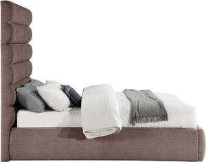 Meridian Furniture Adam Brown Channel Tufted Linen Queen Bed with Modular Headboard for Bedroom B1255Brown-Q70