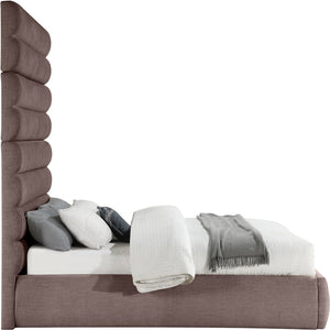Meridian Furniture Adam Brown Channel Tufted Linen Queen Bed with Modular Adjustable Headboard Panels B1255Brown-Q90