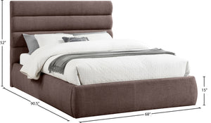 Meridian Furniture Adam Brown Channel Tufted Linen Queen Bed Modular Headboard for Modern Bedroom B1255Brown-Q