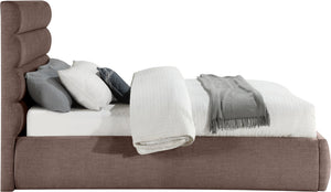 Meridian Furniture Adam Brown Channel Tufted Linen Queen Bed Modular Headboard for Modern Bedroom B1255Brown-Q