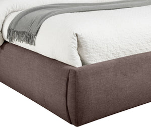Meridian Furniture Adam Brown Channel Tufted Linen Queen Bed Modular Headboard for Modern Bedroom B1255Brown-Q