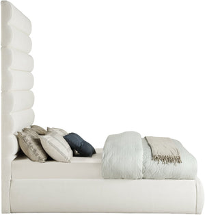 Meridian Furniture Adam Channel Tufted Full Platform Bed Cream Linen Upholstery Modular Headboard B1255Cream-F90