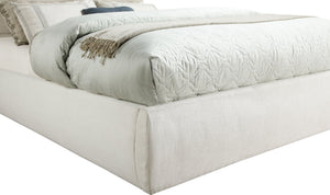 Meridian Furniture Adam Channel Tufted Linen Upholstered Full Bed with Modular Headboard for Modern Rooms B1255Cream-F