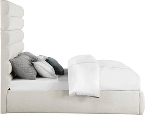 Meridian Furniture Adam Channel Tufted Linen King Bed Tall Modular Headboard for Elegant Bedrooms B1255Cream-K70